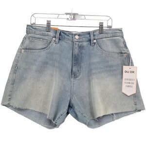 DU/ER NEW Women 31 Midweight Performance High Rise Denim Shorts Light Bleach